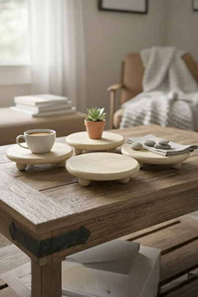 Kitchen Life Natural Bamboo Mini Ball Pedestal Presentation Stand, Cup Holder, Breakfast Stand and Presentation Stand