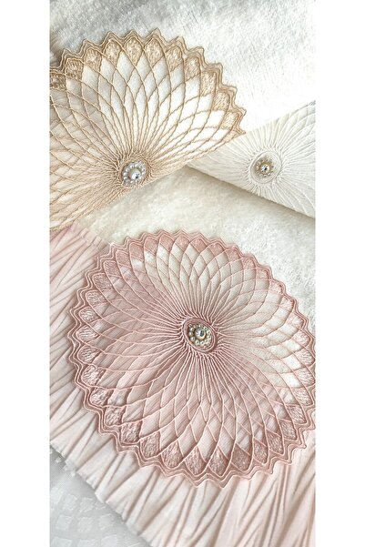 A.Z.H. Мама 3.LÜ SET - 50x90 см Набір рушників для рук і обличчя з плісированою і мереживною оксамитовою тканиною