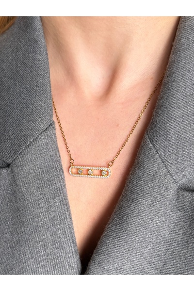 SOPHELIA ACCESSORIES Zirkon Ataş Çelik Kolye