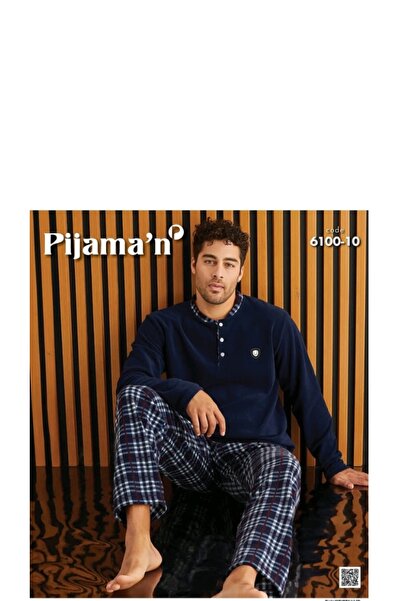 Pijamoni Ανδρικό Σετ Πιτζάμες Χειμερινό Φλις με Κουμπιά 6100-10