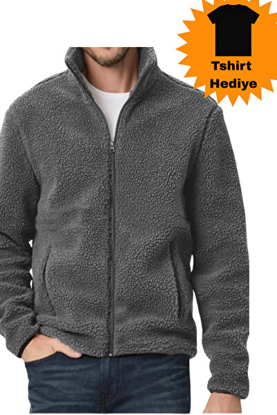 VEGA PORT Φούτερ Unisex με φερμουάρ με 2 τσέπες και επένδυση από φλις εσωτερικά, γκρι