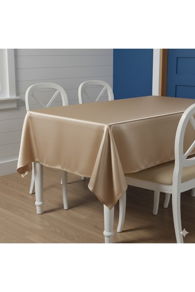 Finezza Crystal Glitter Fabric Beige Tablecloth Rectangular 140*200 cm - 518
