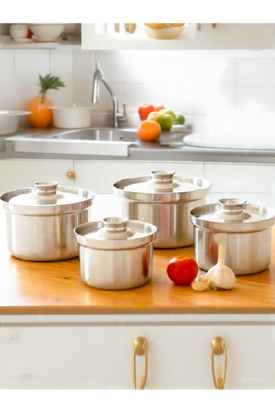 tiba 4-piece small aluminum refrigerator pot set, sizes 12/14/16/18 cm, equivalent to 0.75/1.25/1.75/2.5 liters