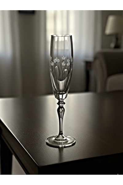 DECOSTYLE Tulip Stone Decorated Cornered Flute Champagne Glass - 44896 210 Cc