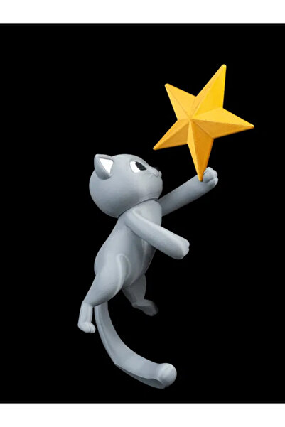 Epic Crafting 3D Christmas Tree Star + Decorative Cat – Tree Top Ornament, Unique Design, Modern Christmas Accessory