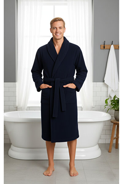 Ellia Soft Halat de baie pentru bărbați Royalman, albastru de noapte