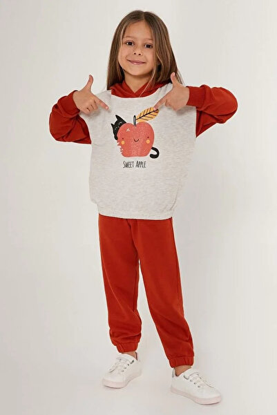 Rolypoly Apple White Girl's Tracksuit Set