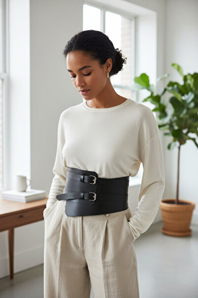 Angels Passion Cureaua neagră pentru femei, centură groasă pentru femei, centură elegantă de modă clasică