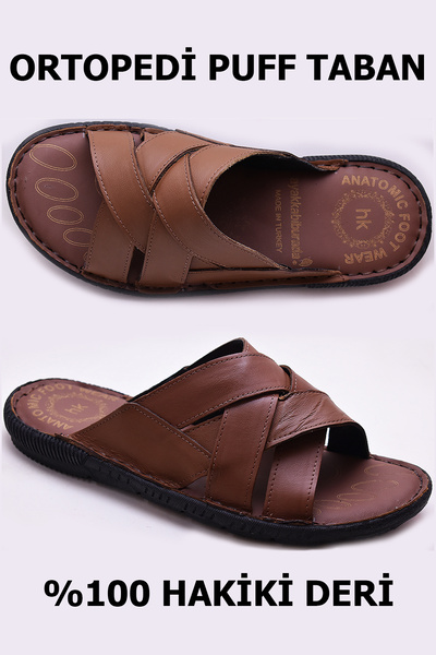 ISPARTALILAR Ayakkabiburada 034 Günlük Hakiki Deri Erkek Terlik