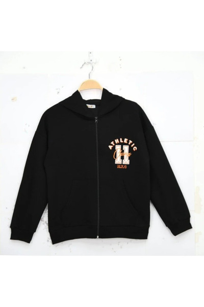 ALG هودي للأولاد بطباعة بسيطة وسحاب أمامي