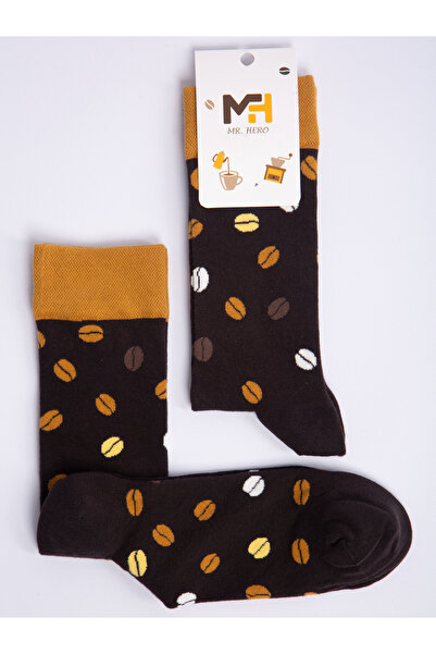MRHERO Unisex Coffee-Bean Themed Multicolored Socks - Single Pack 1054-MH