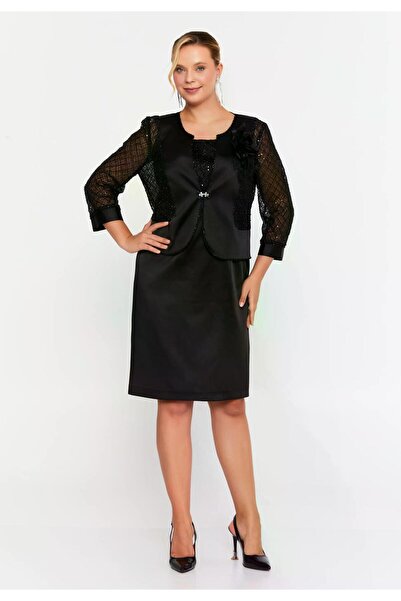 MAXXE 5901PSAT PAYETLİ CEKET KISA SATEN ELBİSE