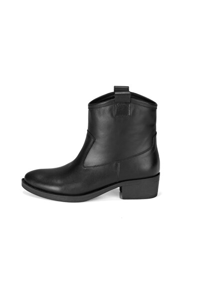 Desa Colleen Μαύρες γυναικείες δερμάτινες μπότες Cowboy με τακούνι