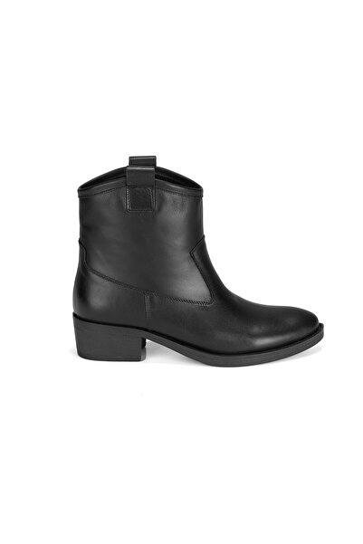 Desa Colleen Μαύρες γυναικείες δερμάτινες μπότες Cowboy με τακούνι