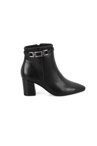 Desa Black Women's Desacomfort Heeled Leather Boots with Buckle Accessories
