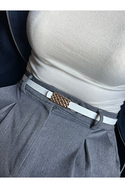 LİA KEMER Mate Patterned Women's Gold Buckle Belt Jacket Belt Dress Belt Trouser Belt