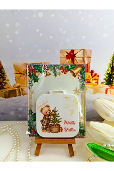 Nehir 10ADET-Yılbaşı Temalı Hediyelik Pleksi Kare Cep Aynası