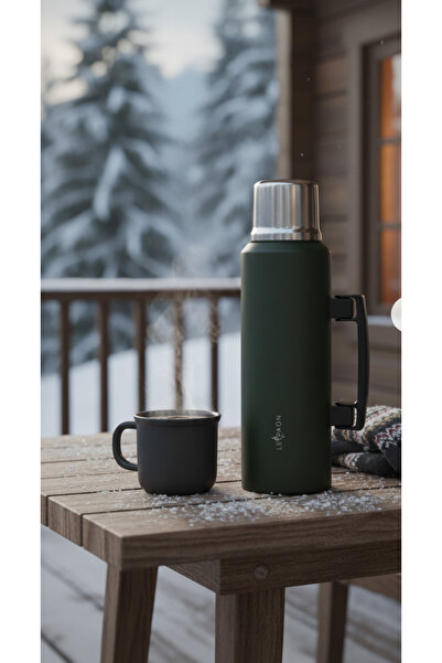 Le Paon 1.5 L Paslanmaz Çelik Termos Katlanır Kulp Sızdırmaz 24 Saat Sıcak 48 Saat Soğuk BPA Free