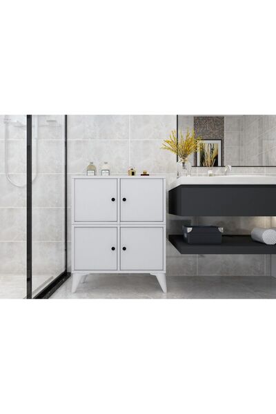 Nettrends Dört Kapaklı Ayaklı Banyo Dolabı Beyaz BNY-1098
