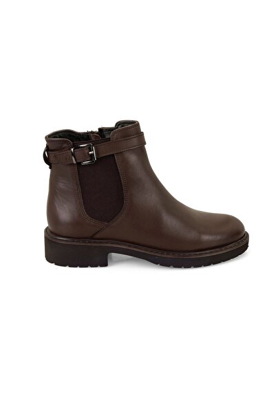 Desa Women's Brown Elastic Leather Chelsea Boots with Belt Accessories