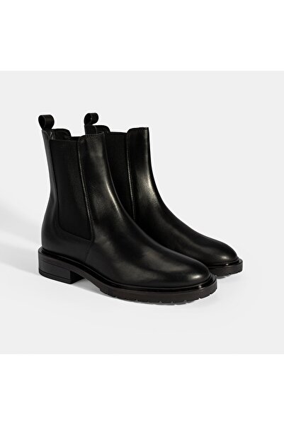 Desa Kadın Siyah Lastikli Deri Chelsea Bot