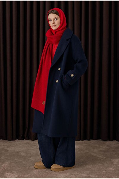 HEQA Μπράτσο Επωμίδα Λεπτομερές Παλτό Navy Blue