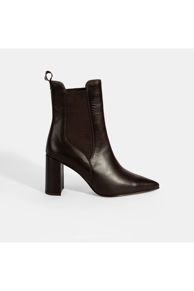 Desa Women's Brown Elastic Heeled Leather Boots