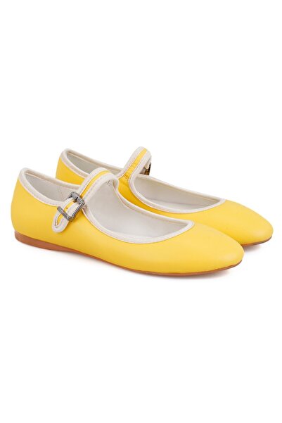 Desa Women's Yellow Leather Ballerinas