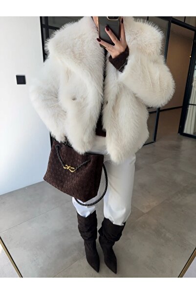 Le Savu SHILSEE MANTALE DE BLANĂ ALBĂ DE FEMEI CU GĂLĂ DE șal, BURUȚI DE BURUȚI