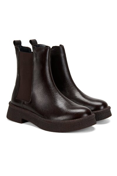 Desa Alexis Kahve Kadın Lastikli Deri Chelsea Bot