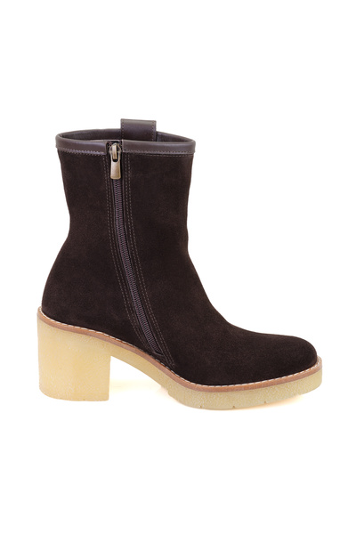 Desa Γυναικείες δερμάτινες μπότες Loza Brown με τακούνι