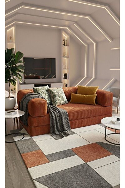 UFUK HOME Liona 100x200 Yatak Olabilen Kanepe Modüler Çok Fonksiyonlu Aktivite Koltuk Kiremit