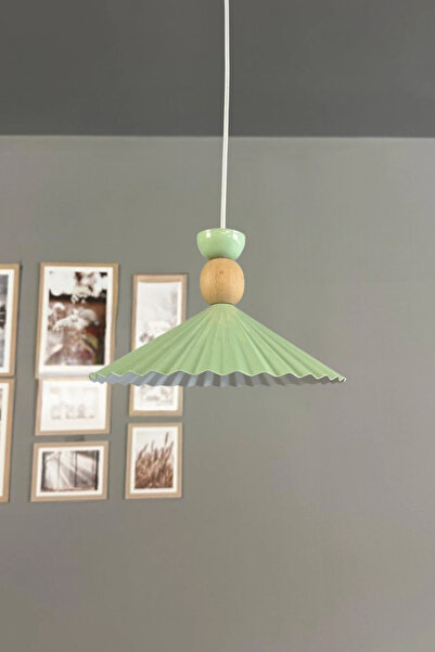 Bamyum Avilla Mint Tekli Metal Avize Ahşap Kafa Başlık Rustik Cafe Mutfak Mod...