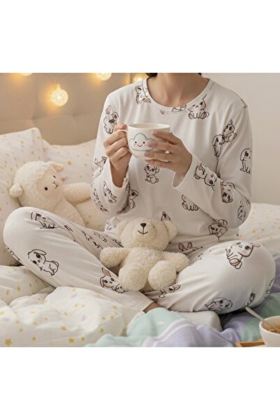 Reonly %100 Pamuk Tavşan Desenli Kadın Pijama Takımı