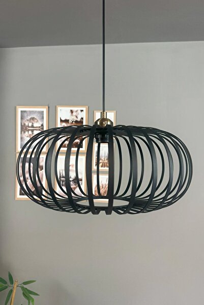 Bamyum Este Siyah Sarkıt Avize Yarım Lale Başlık İç Mekan Aydınlatma Dekorati...