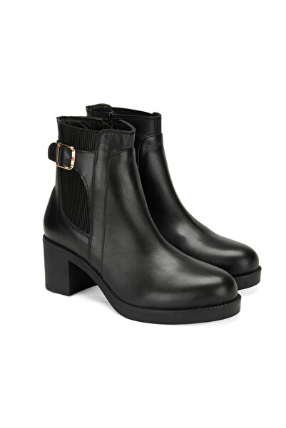 Desa حذاء جلدي بكعب أسود نسائي