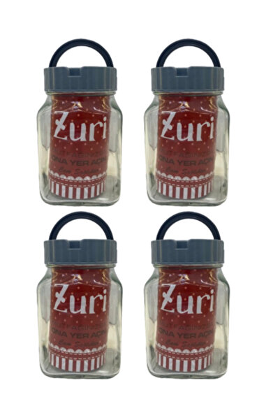 ZURİ DESİGN 4'lü 1600 ml Köşeli Gri  Kapaklı Cam Kavanoz