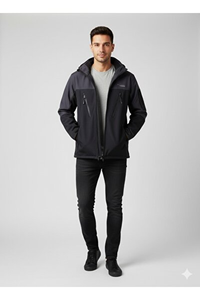 Mikro Tactical Tactical Softshell Infill Polar Liquid and Windproof Outdoor Winter Coat with Hood and Zipper