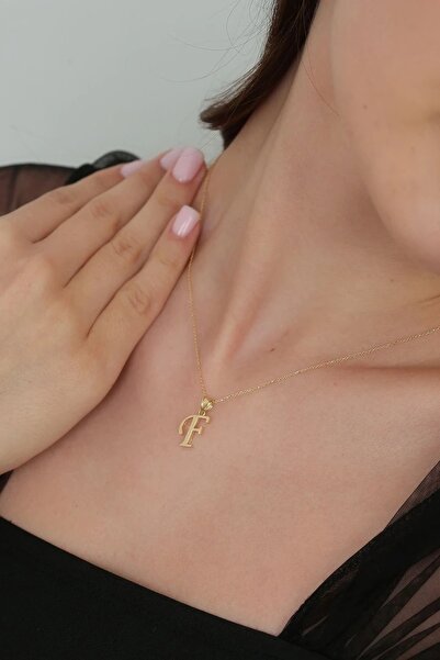 Altınkesesi 14 Ayar Altın Elyazısı Harf Kolye Ucu (F)