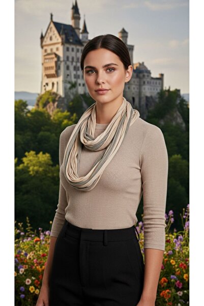 Gönülden Tasarım 70 Cm Çift Renkli Tasarım Penye Boyun Bağı Fular Dolama KAHV...