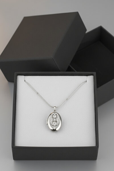 Birmem Kadın Gümüş Rengi Zirkon Taşlı Anka Kuşu Figürlü Açılır Kapanır Çelik Kolye