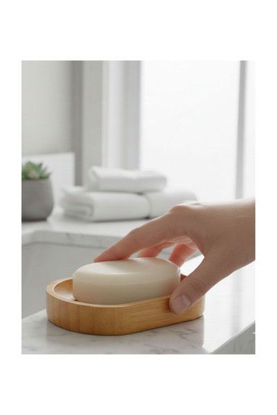 kamptek kamp teknolojisi Kamptek Wooden Round Bamboo Solid Soap Dish Decor Sink Shower Soap Dish Oval Design