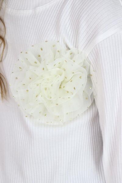 Breeze Блуза для дівчаток 8-14 років - з довгими рукавами, квітковими аксесуарами, екрю