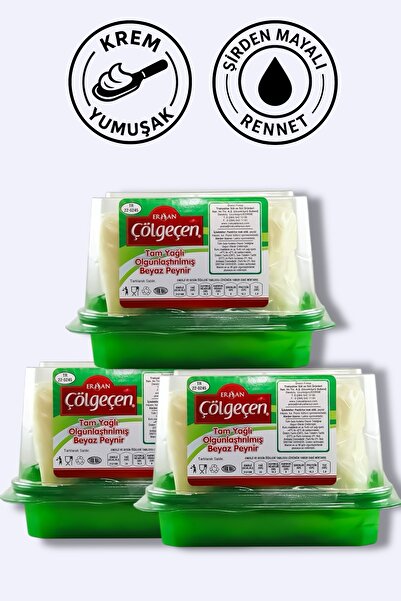 Çölgeçen Yumuşak Simit Beyaz Peyniri 3 Kalıp (Tam Yumuşak) Şirden Mayalı Hafi...