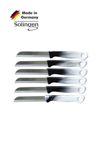 Solingen 6’lı Tırtıklı Ağız Büyük Geçişli Siyah Beyaz Meyve Bıçağı 1001