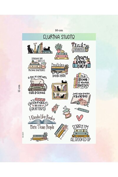 Flurina Studio Book Lover Sticker Sayfası BEYAZ KAĞIT