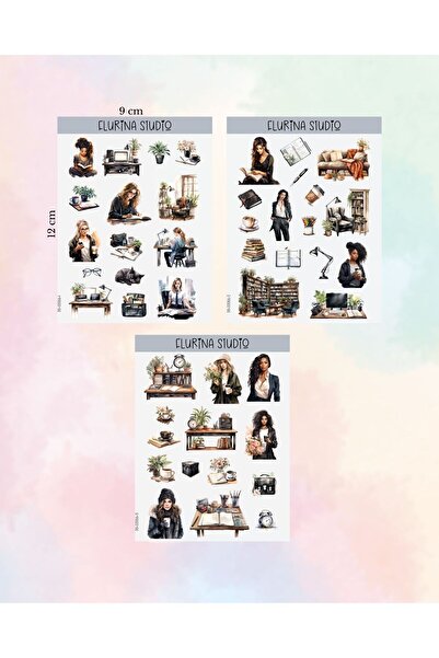 Flurina Studio Black Planning Girl 3 Sayfa ŞEFFAF Sticker Seti