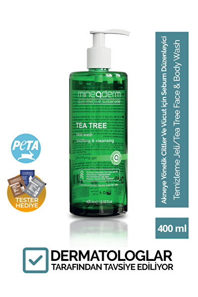 mineaderm Akneye Yönelik Ciltler için Sebum Düzenleyici Temizleme Jeli/Tea Tree Face Wash 400 ml