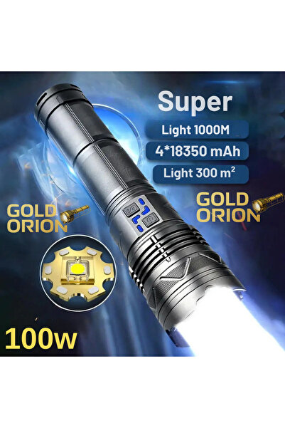 Goldorion OR-G500 12000 Lümen 100W Profesyonel El Feneri | 1000m Menzil, Powerbank, Zoom ve Şarj Edilebilir