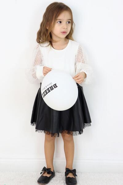 Breeze Сукня для дівчаток 3-8 років - з довгими рукавами, шкіряною спідницею, рукавами з тюлю, екрю